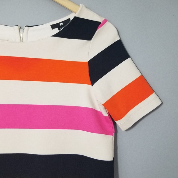 H&M Color Block Stripe Short Sleeve Shirt Dress S - Picture 6 of 7